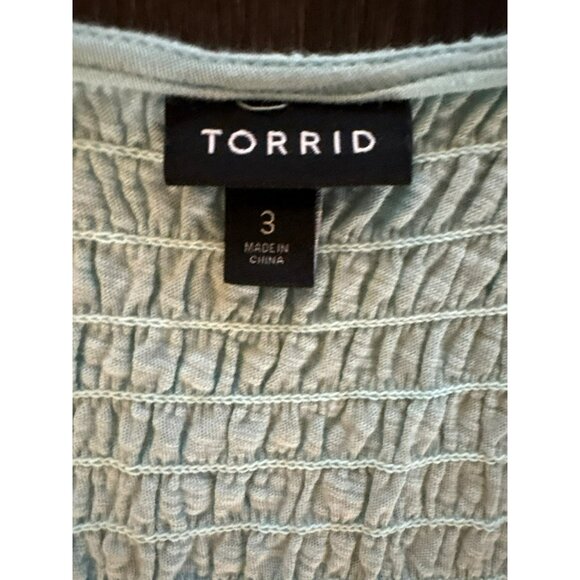 Torrid Peplum Smocked Top In Mint Green Short Sleeves Size 3 - Picture 3 of 7
